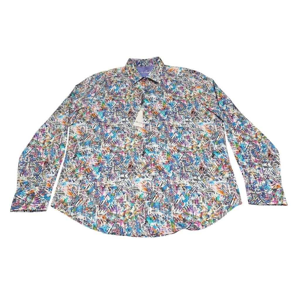 Robert Graham Mens Abstract Geometric Print Long Sleeve Button Down Shirt XL New